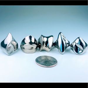 Five Silver Plated Rings, Size7.